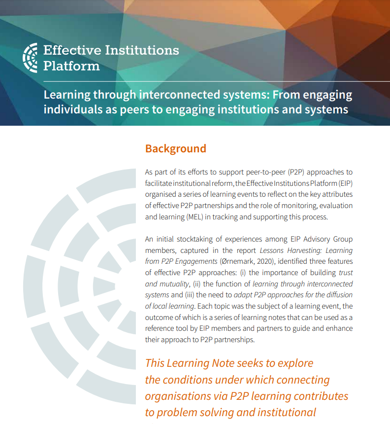 Summary Report: Learning event on ‘learning through interconnected systems’